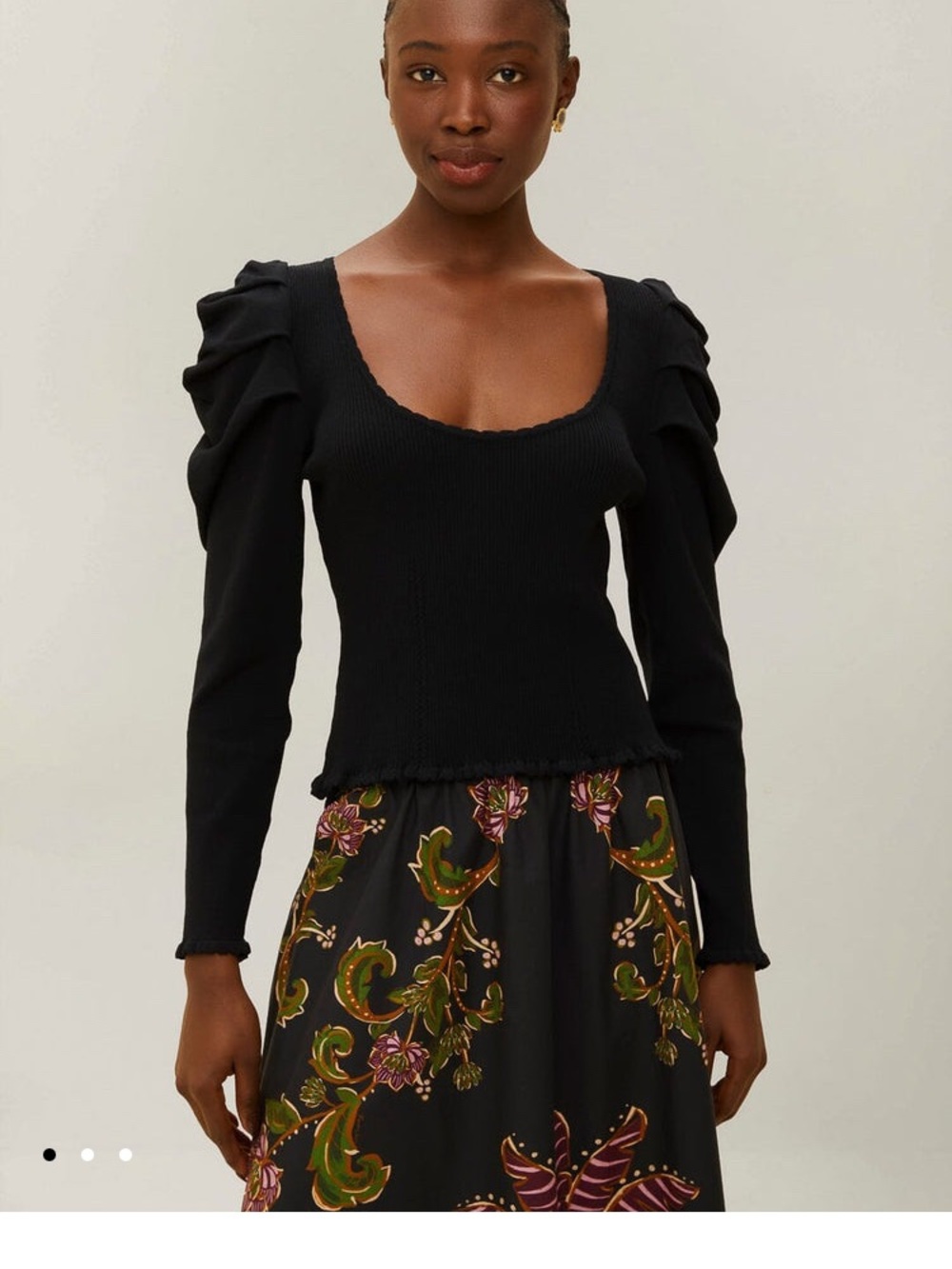 Farm Rio Black Knit Blouse Sweater NWT